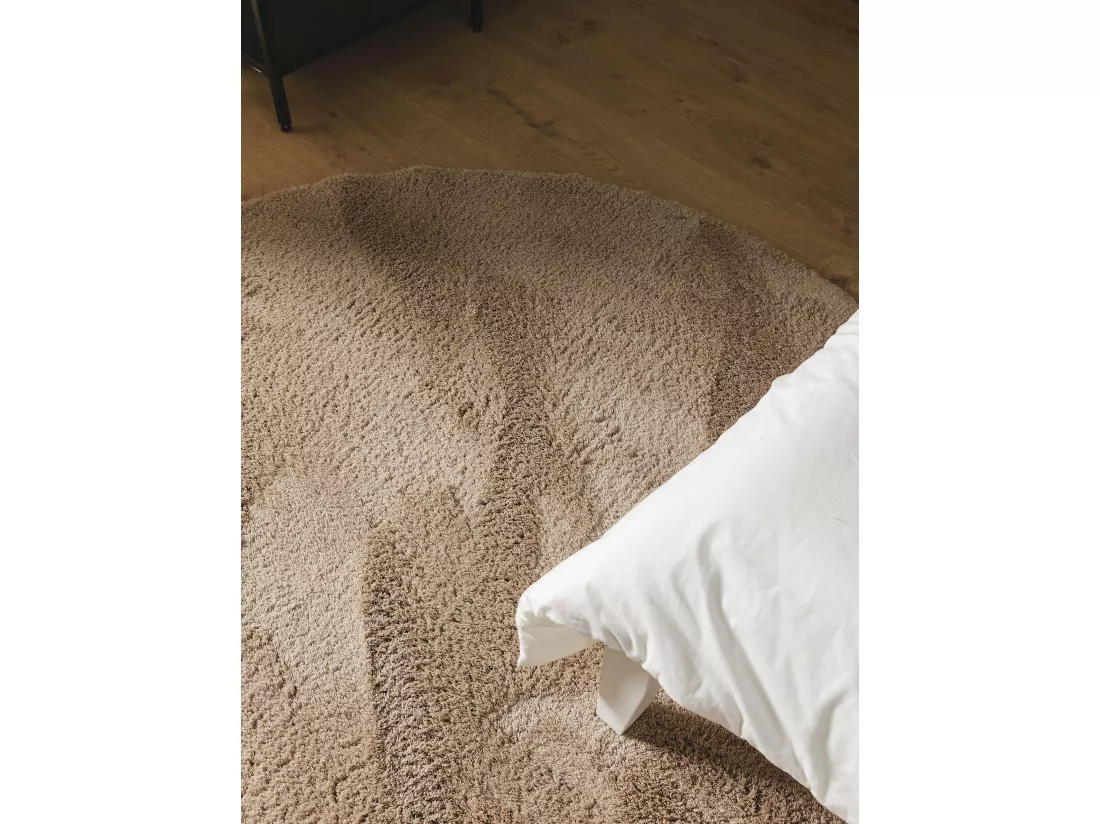 Tapis à poils longs rond Soda Beige ø 160 cm rond