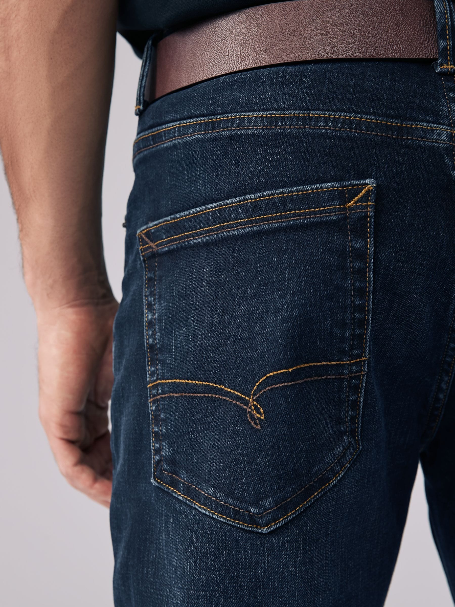 Inktblauw - Straight fit - Signature jeans met ceintuur
