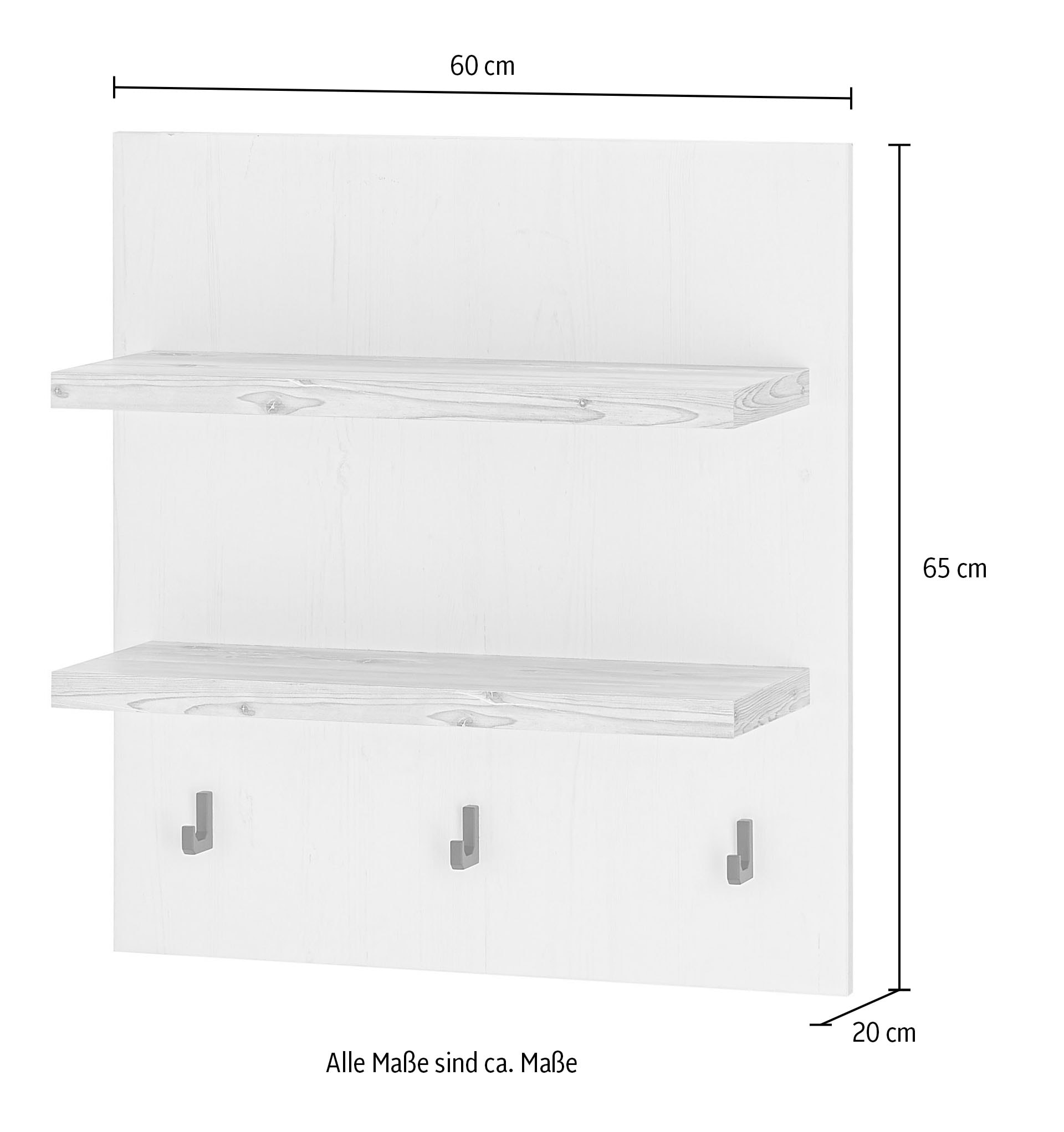 Home affaire Küchenregal »Florenz, Wandboard in Pinie Weiss, Hängeregal, Wandregal« im Landhausstil, Breite 60 cm, 28 mm starker Ablageboden