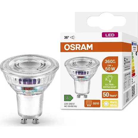 Osram LED spotpærer 2W - varmt hvidt lys