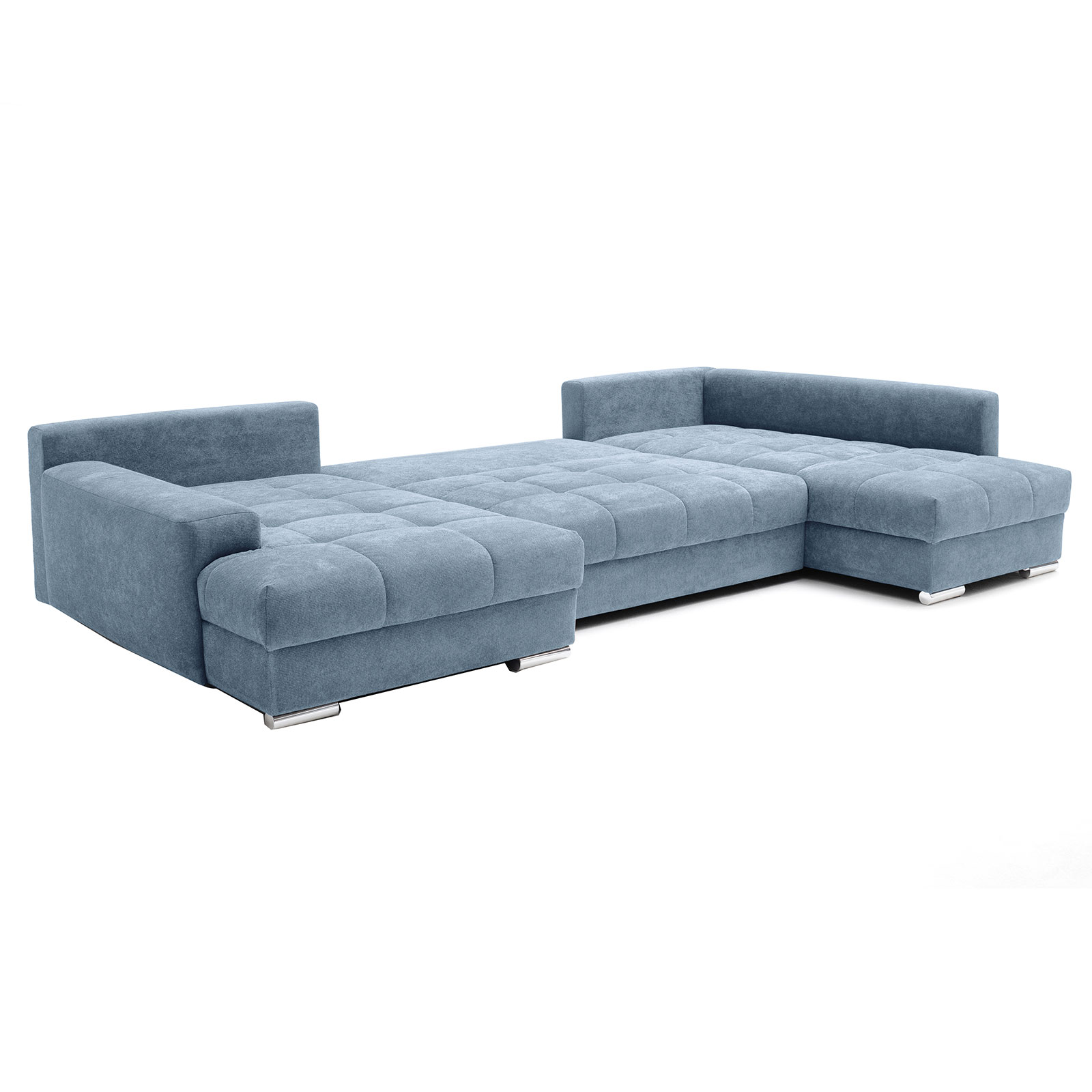Wohnlandschaft - blue grey - Boxspringfederung - Liegefunktion