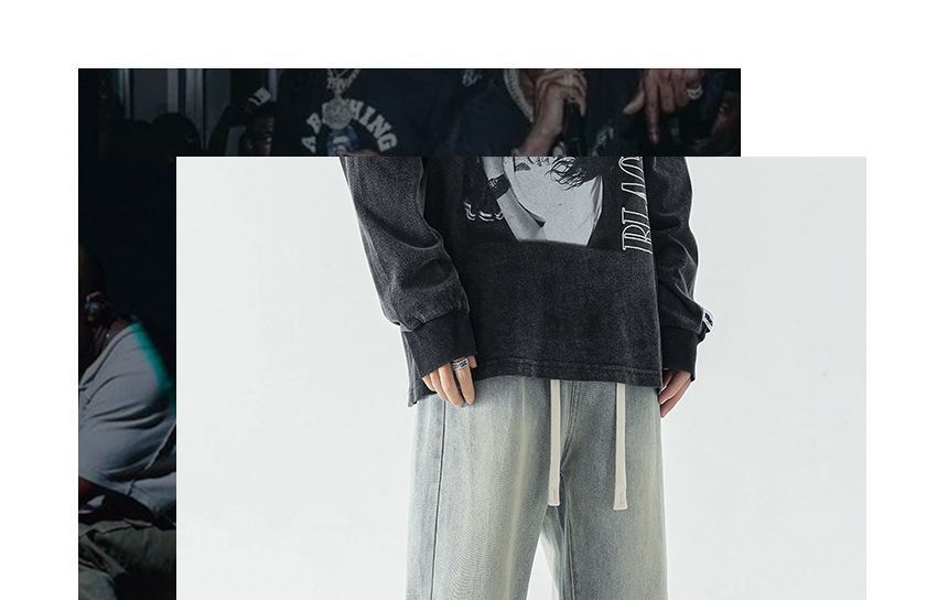 Deepwood - Mid Rise Wide Leg Jeans