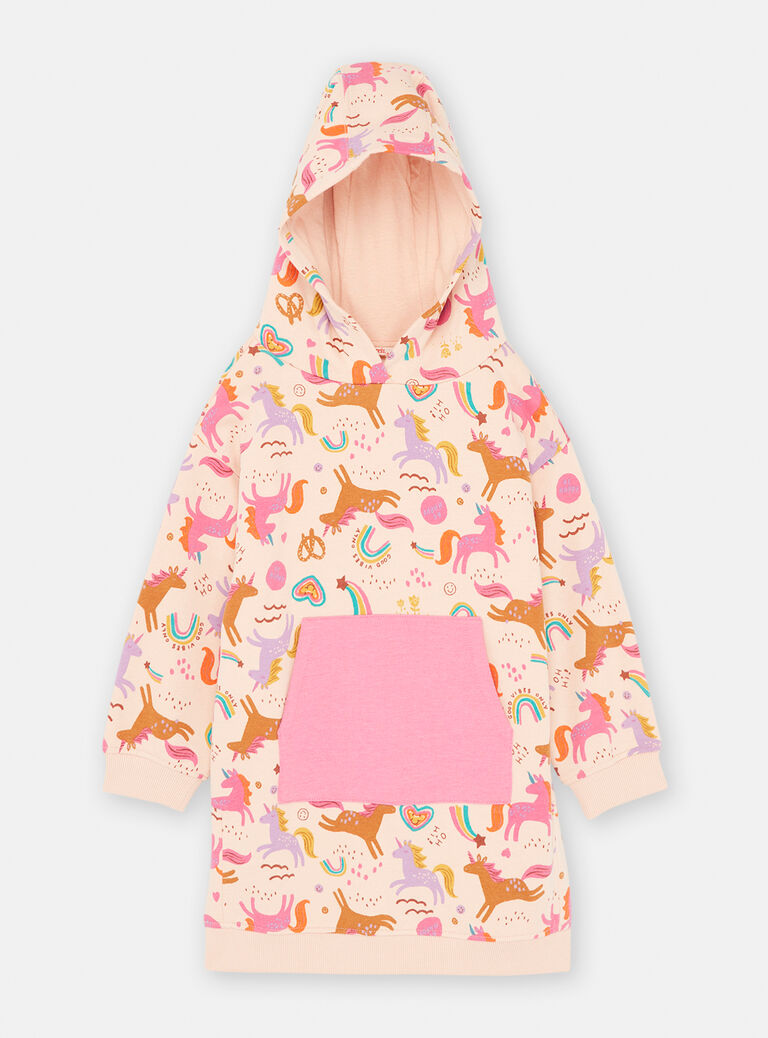 Robe sweat imprimée licorne pour fille