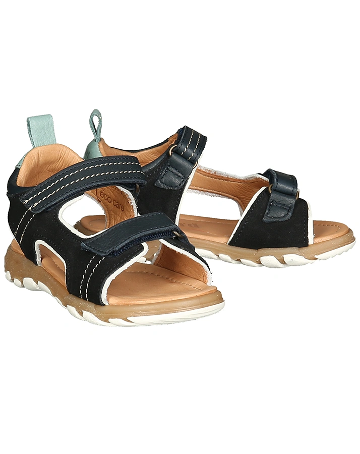 Leder-Sandalen AUGUST mit Klett in midnight