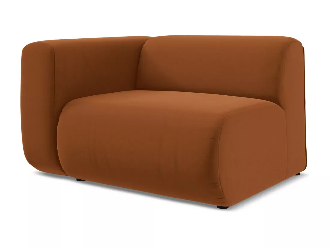 Module avec accoudoirs gauche en velours - terre cuite - EKAHI