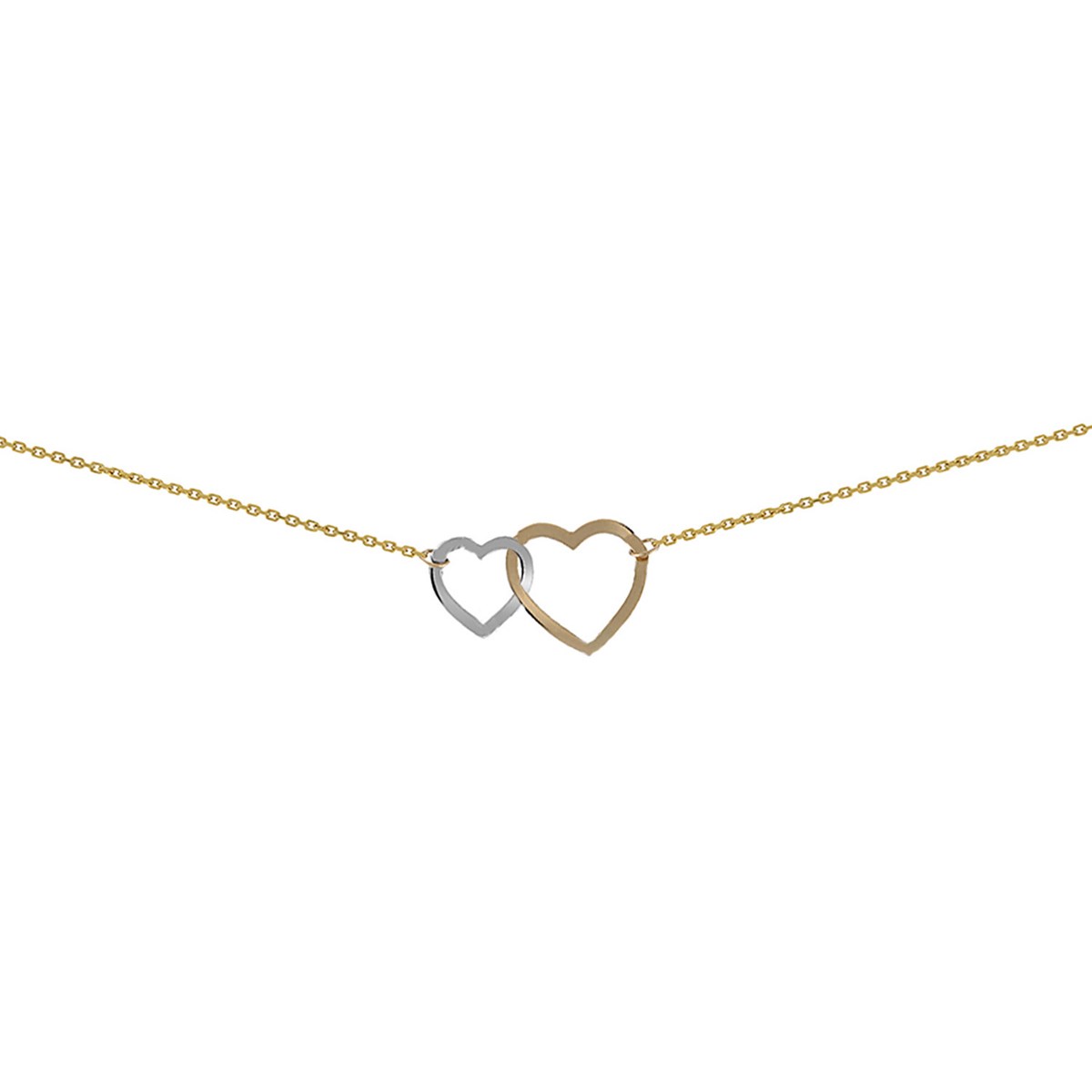Collier Brillaxis coeurs entrelacés or bicolore