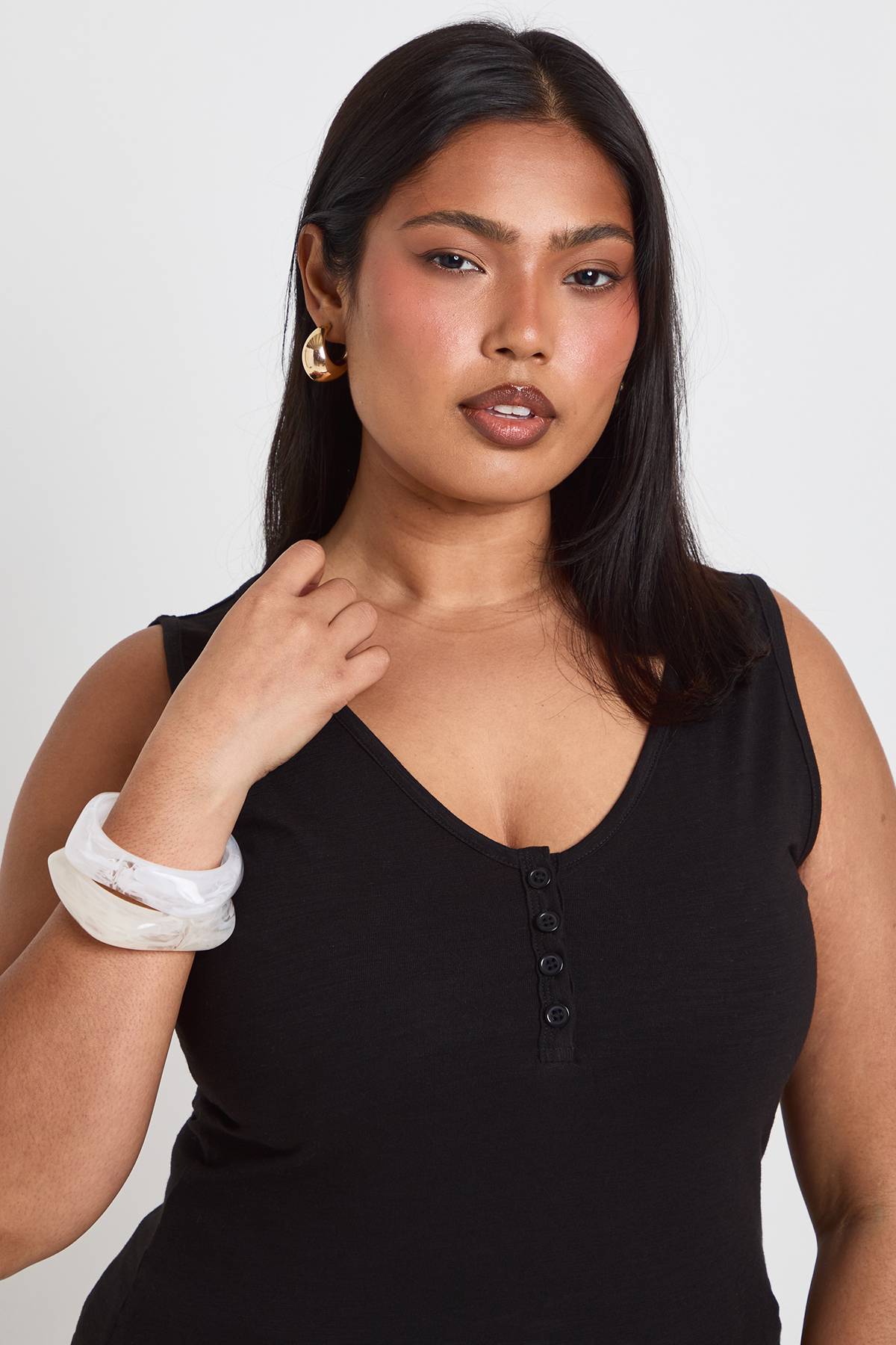 boohoo Haut Transparent Grande Taille À Détail Boutons