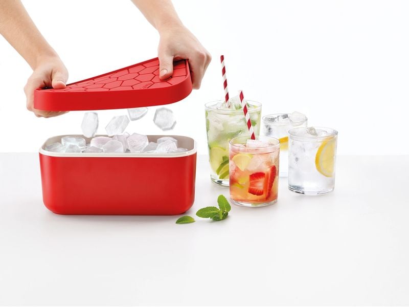 Lékué Eiswürfelbox Rot Eiswürfelschale mit dem Eisbox zur Herstellung und Aufbewahrung von Eiswürfeln