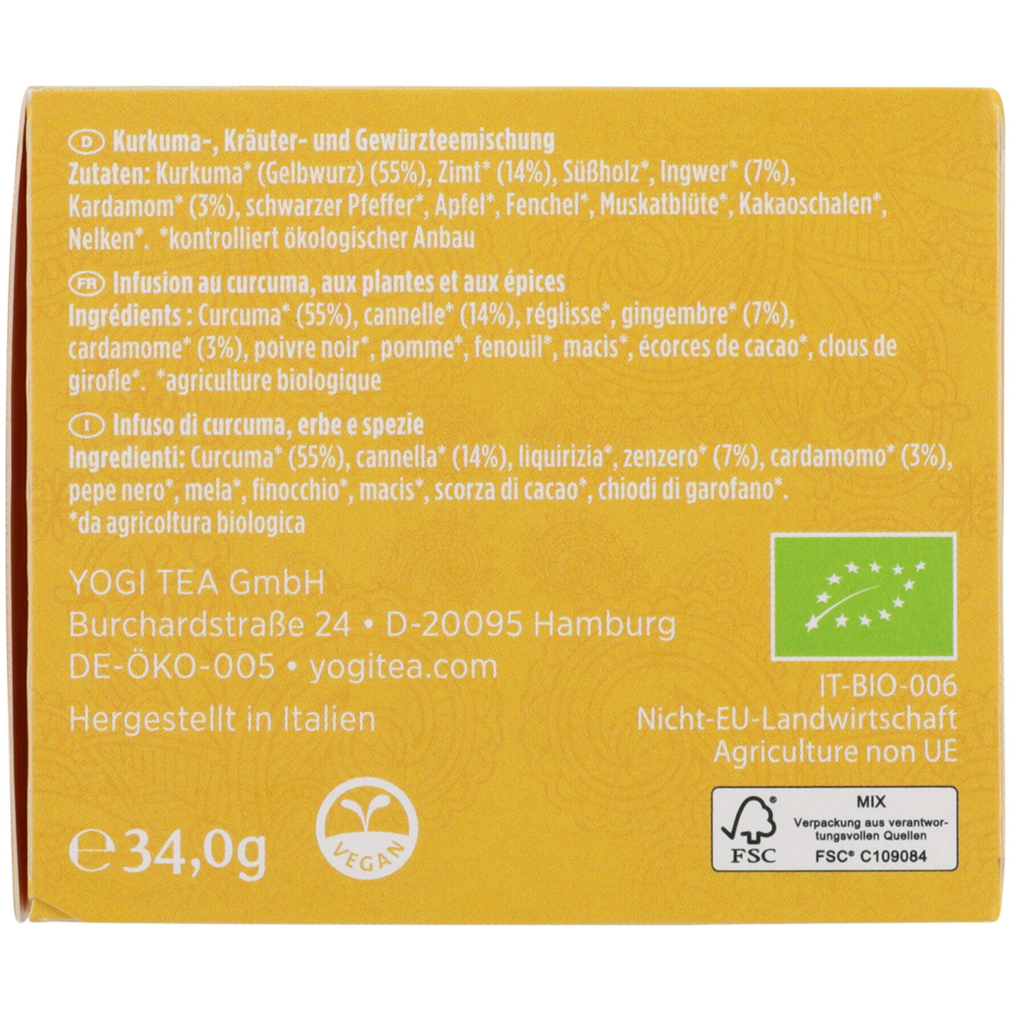 Yogi Tea Bio Kurkuma Chai 17 Beutel