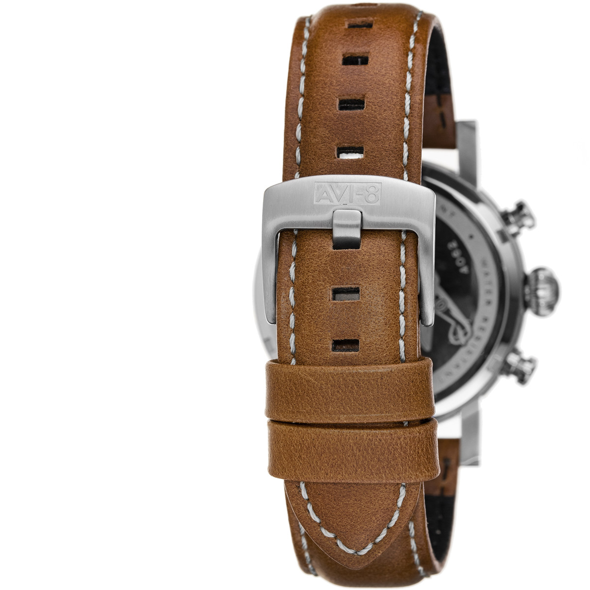Montre AVI-8 homme chronographe acier cuir marron