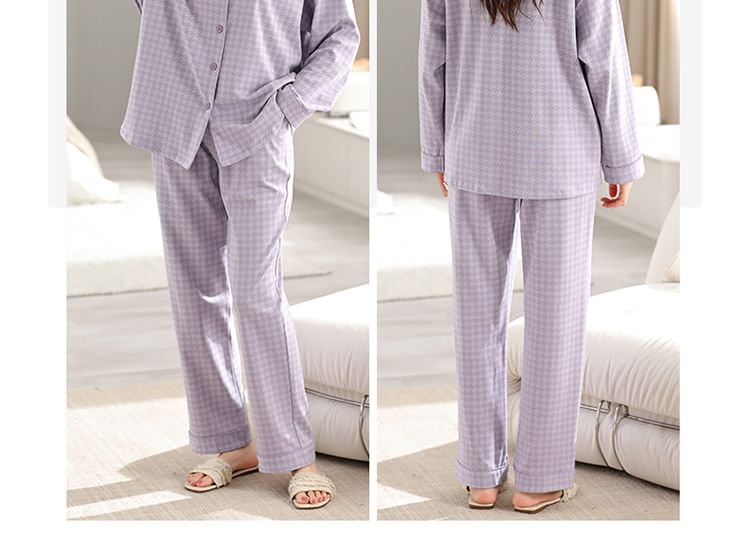 Jeony - Loungewearset: geruit overhemd met lange mouwen en broek