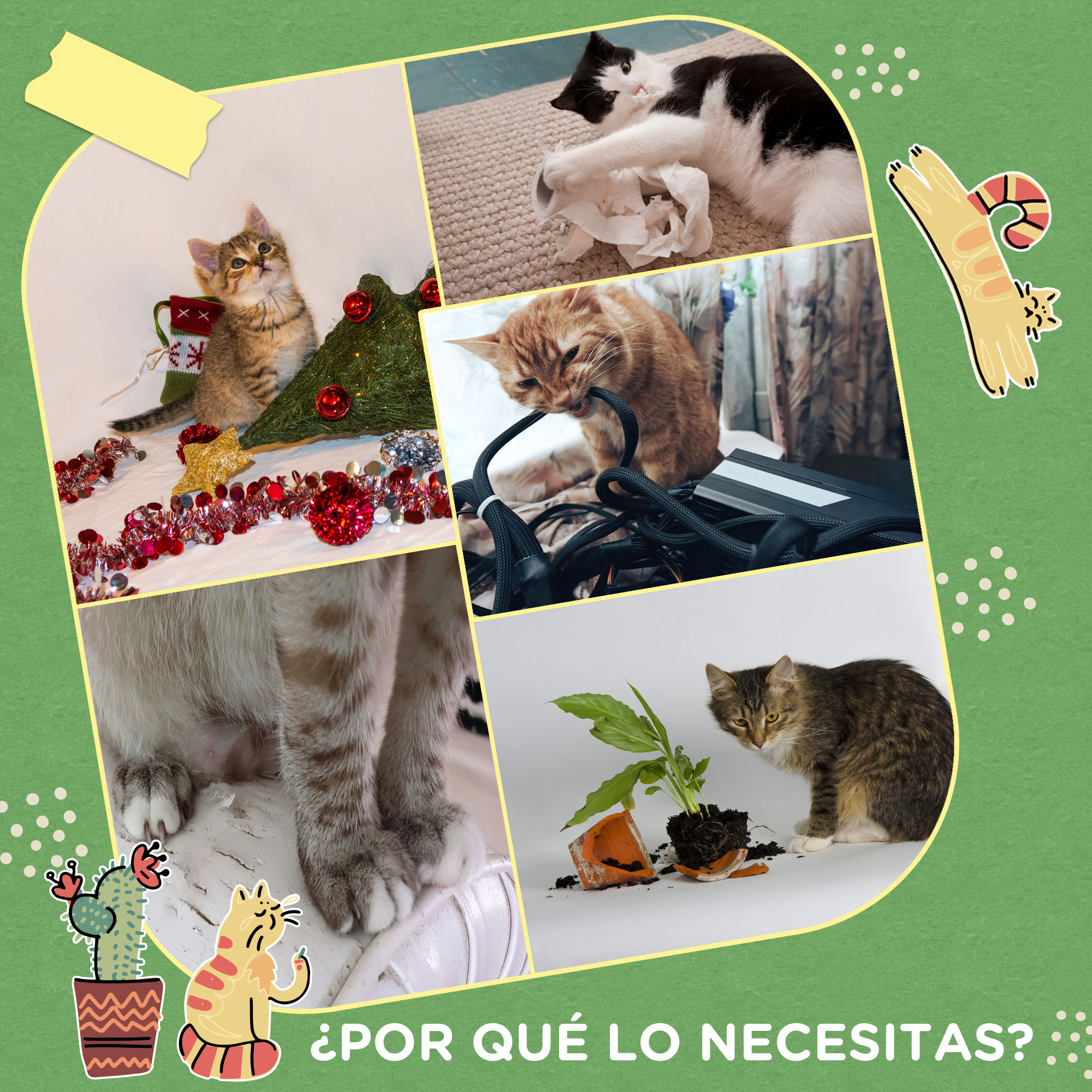 Arranhador para Gatos PawHut, Torre de 91cm para 1-2 Gatos com Casinha, Cama, Rede, Poste de Juta e Bola Pendurada, 50x40x91cm, Verde