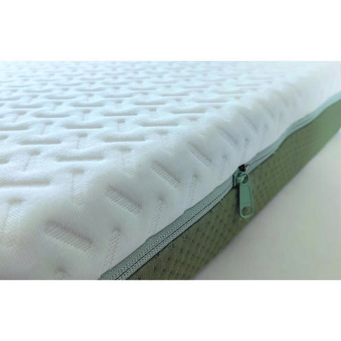 Matelas Aloé Vera Déhoussable 70x140x10 cm Blanc/Vert Olive - CANDIDE