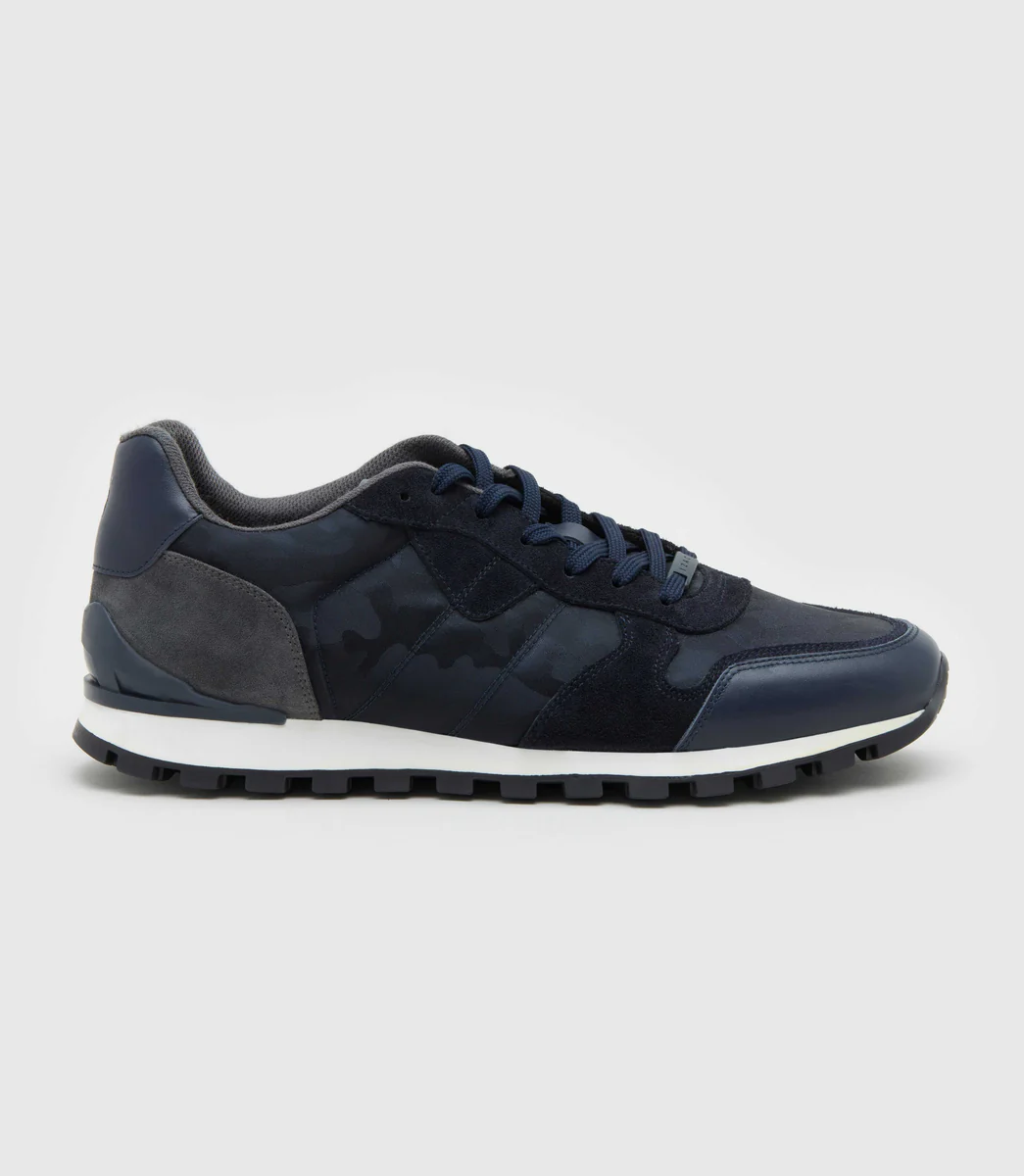 Sneakers bi-matière camouflage marine 