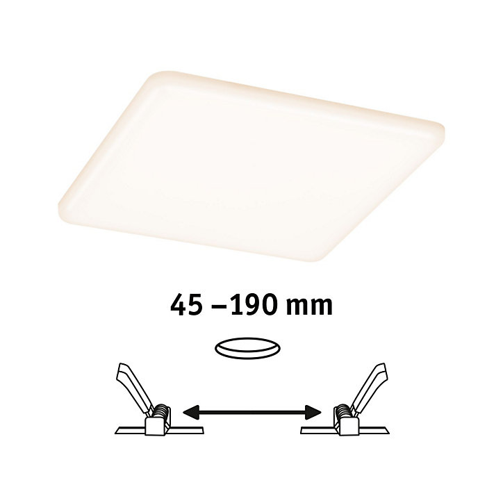 Panneau LED à encastrer Varifit Veluna 1850lm 17w IP44 L.18,5 x l.18,5 cm blanc chaud Paulmann transparent