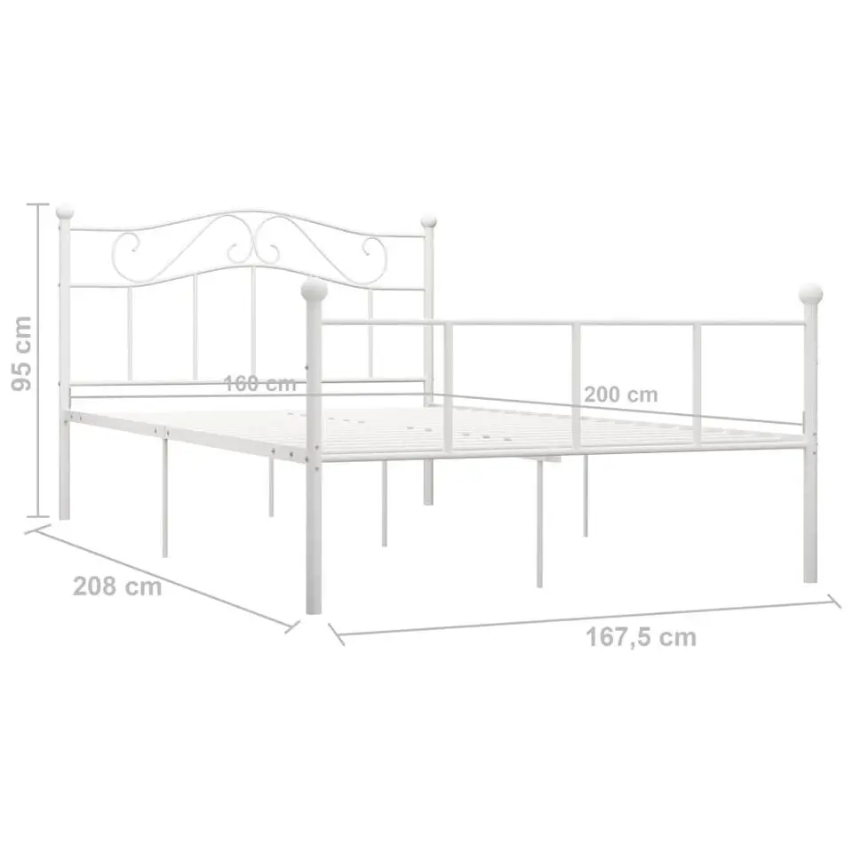 vidaXL - Tweepersoonsbed met hoofdeinde - Wit - Metaal - 160x200 cm