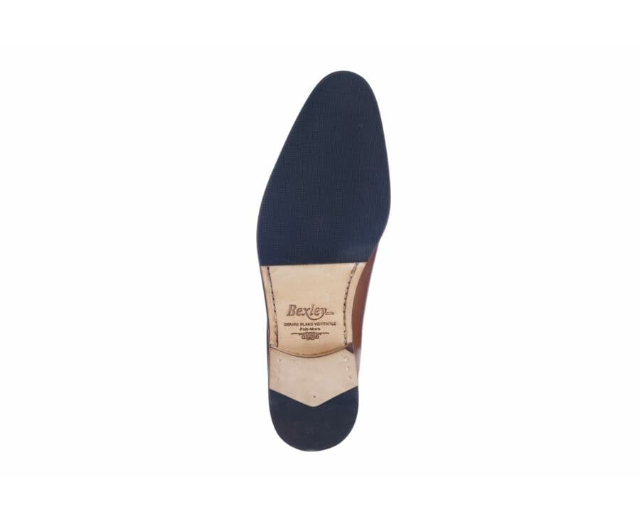 Richelieu homme Châtaigne Patiné semelle cuir avec patin - PETER PATIN