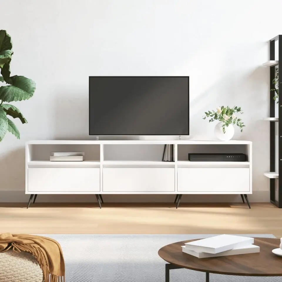vidaXL - TV-meubel met 3 deuren en 3 vakken - Wit - Hout - 150x30x44.5 cm