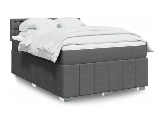 Sommier à lattes de lit avec matelas Gris foncé 140x190cm Tissu