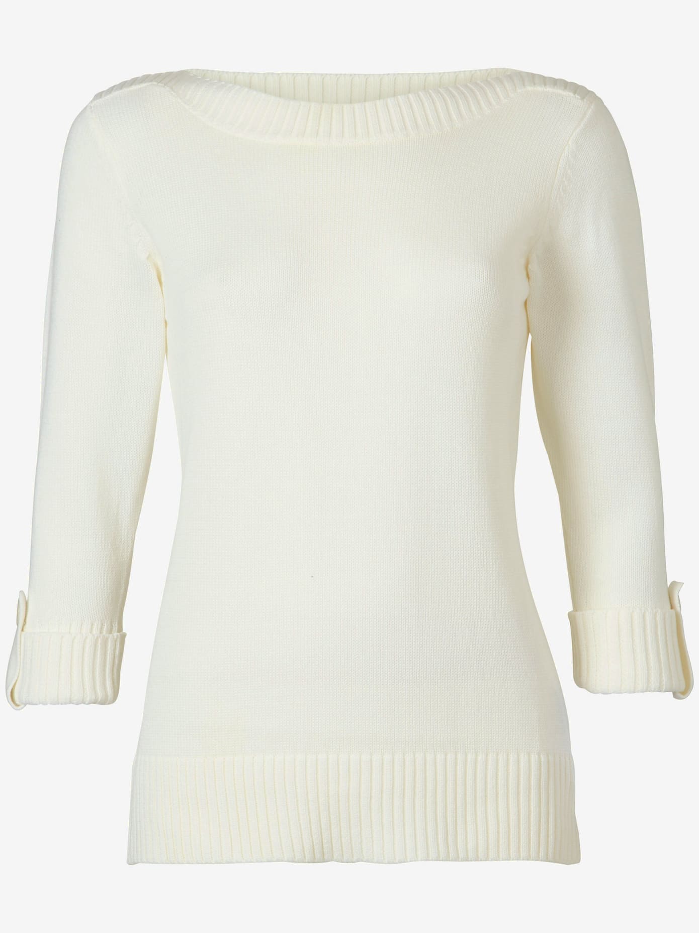 Pull femme manches 3/4 revers boutonnés