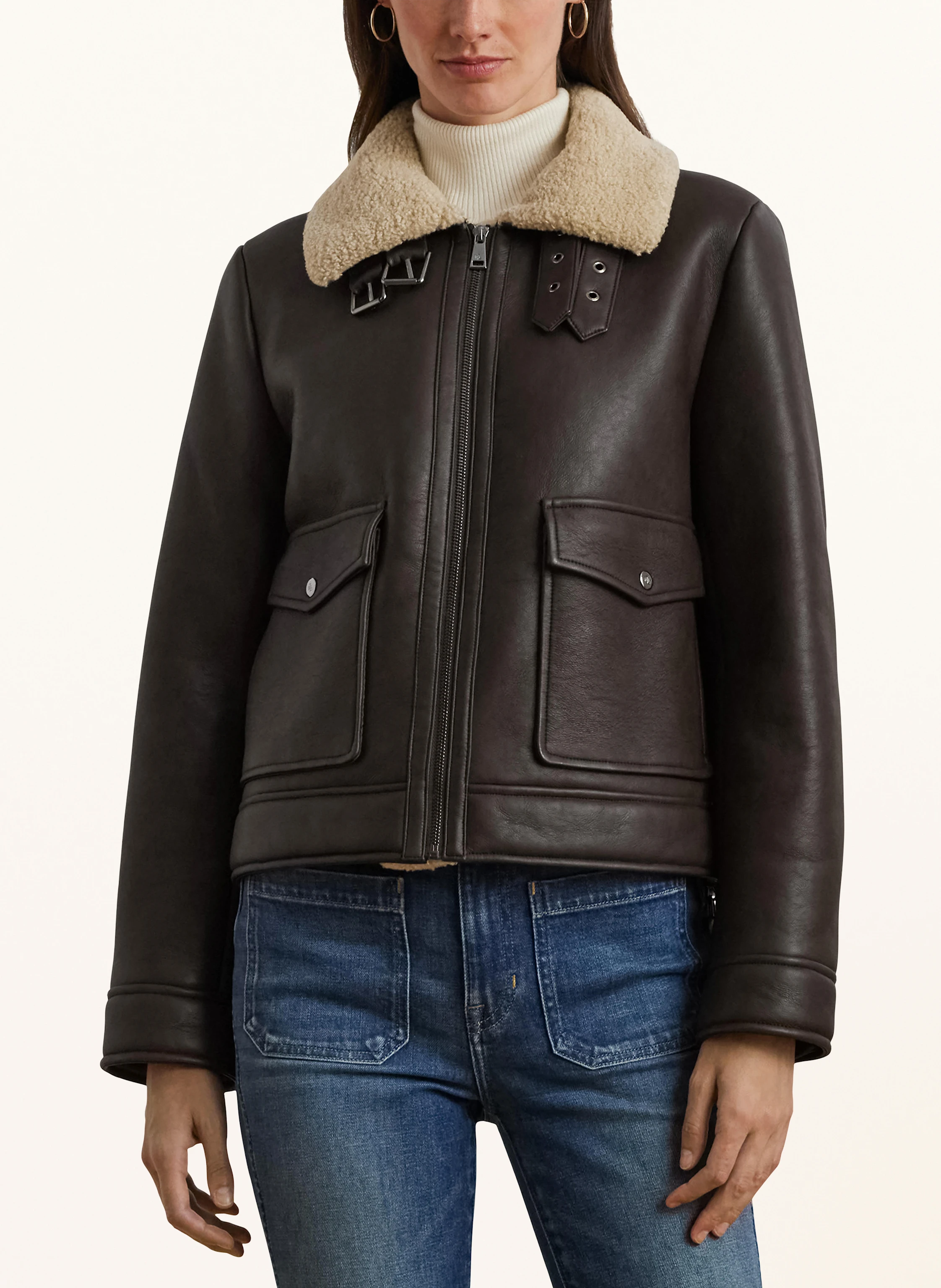 LAUREN RALPH LAUREN Jacke in Lederoptik mit Kunstfell