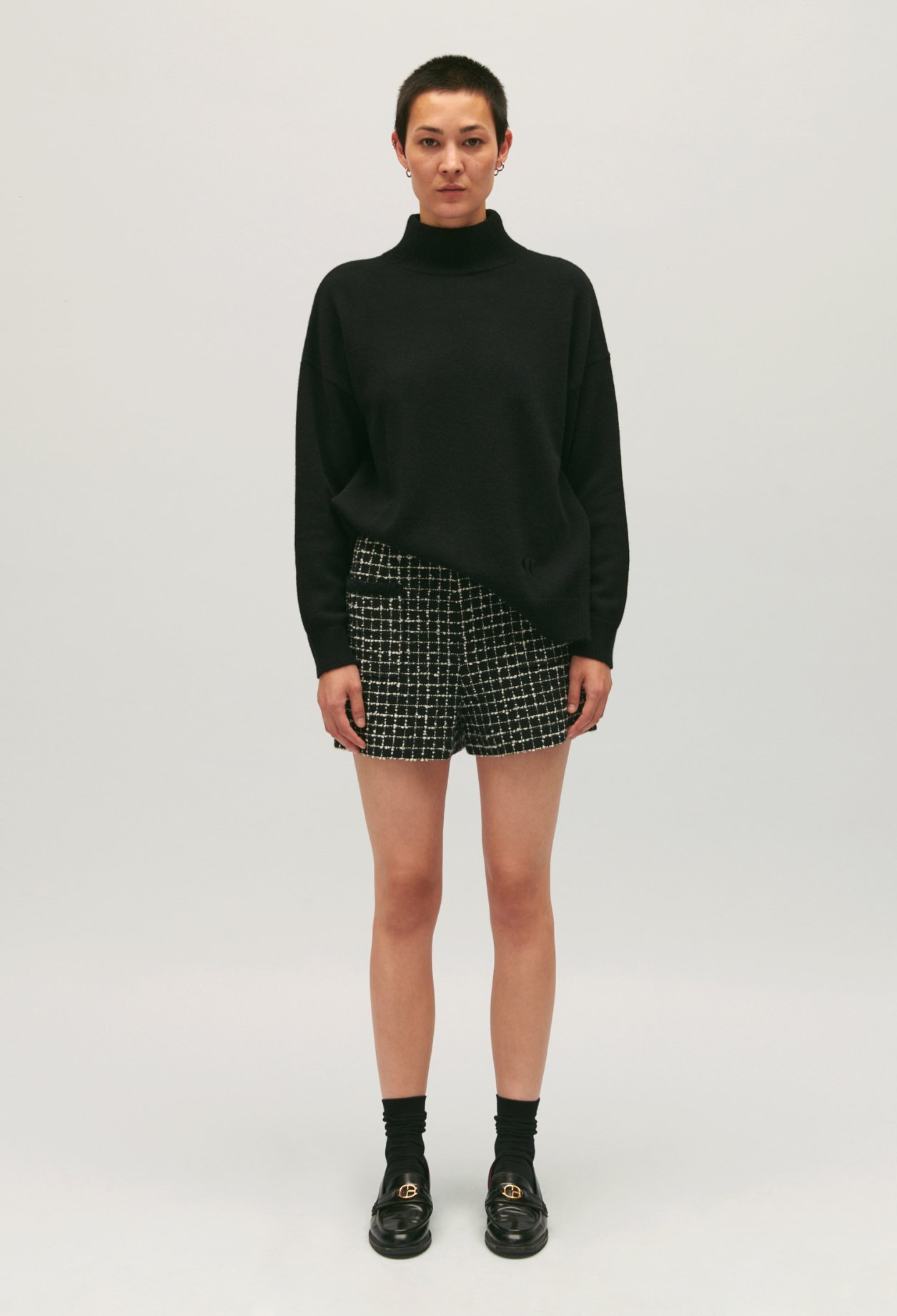 Pull col montant cachemire noir