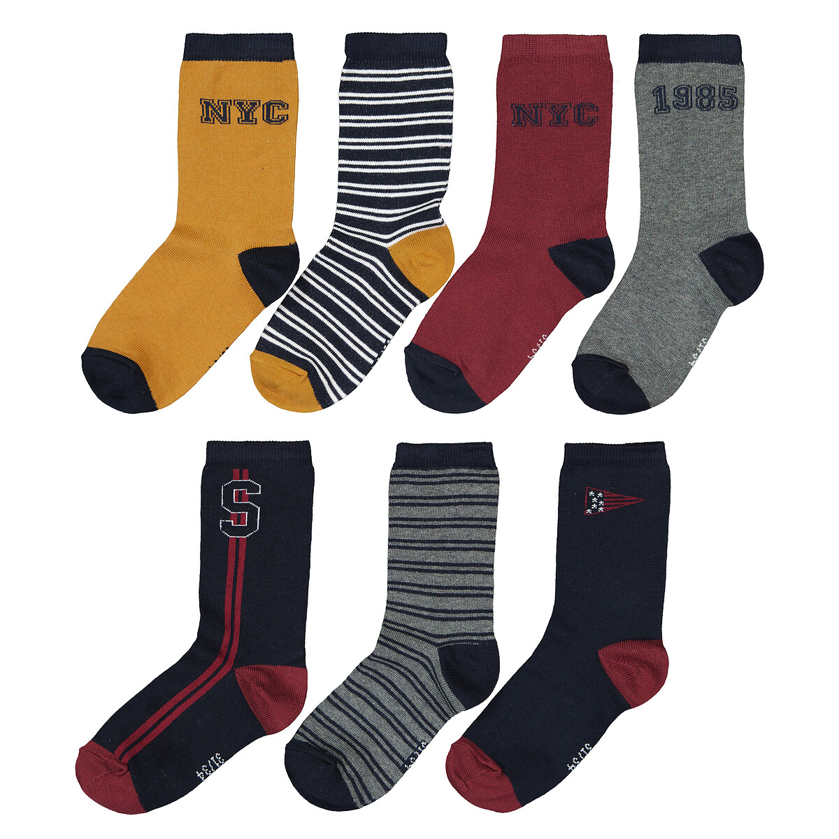 COLEÇÃO LA REDOUTE<br>Conjunto de 7 pares de meias com estampa de Nova York