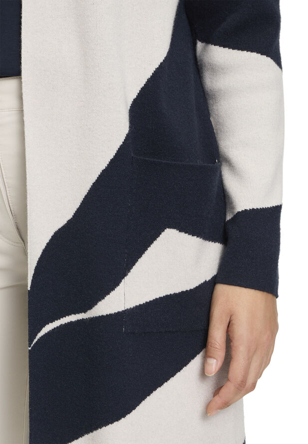Betty Barclay Strickjacke Lang Patch beige/dark blue