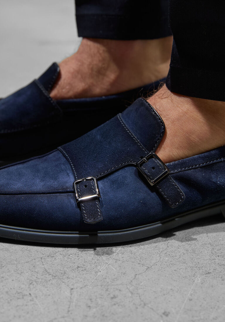 blauwe santoni loafers pura