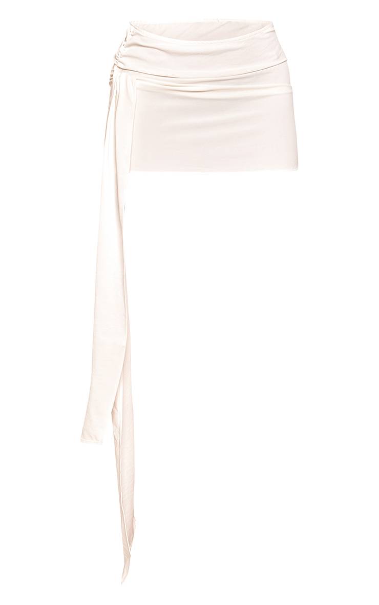 Blanc Mini-jupe Co-ord Petite À Nœud Latéral Et Tissu Fluide