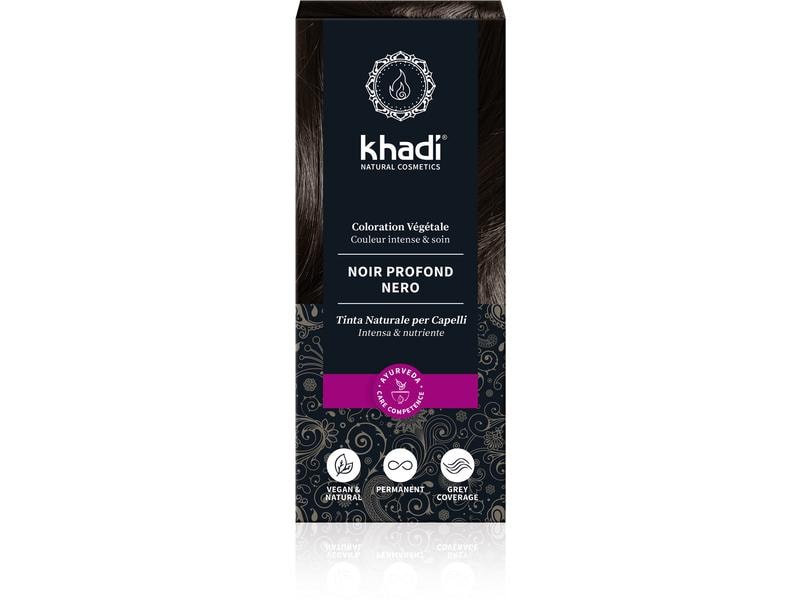 khadi Haarcoloration    Pflanzenhaarfarbe Schwarz 100 g Intensive Pflanzenfarbe Schwarz