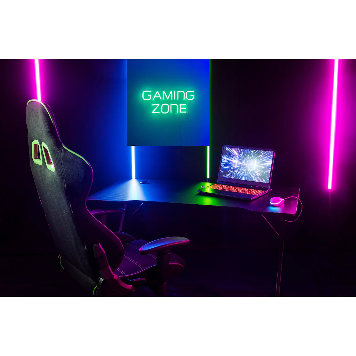 Neon LED-skilt Gaming Zone - 50x23 cm - Full RGB med touch fjernkontroll