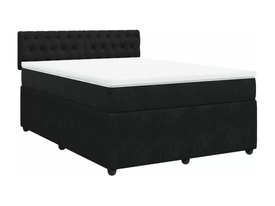 Sommier à lattes de lit avec matelas Noir 140x190 cm Velours