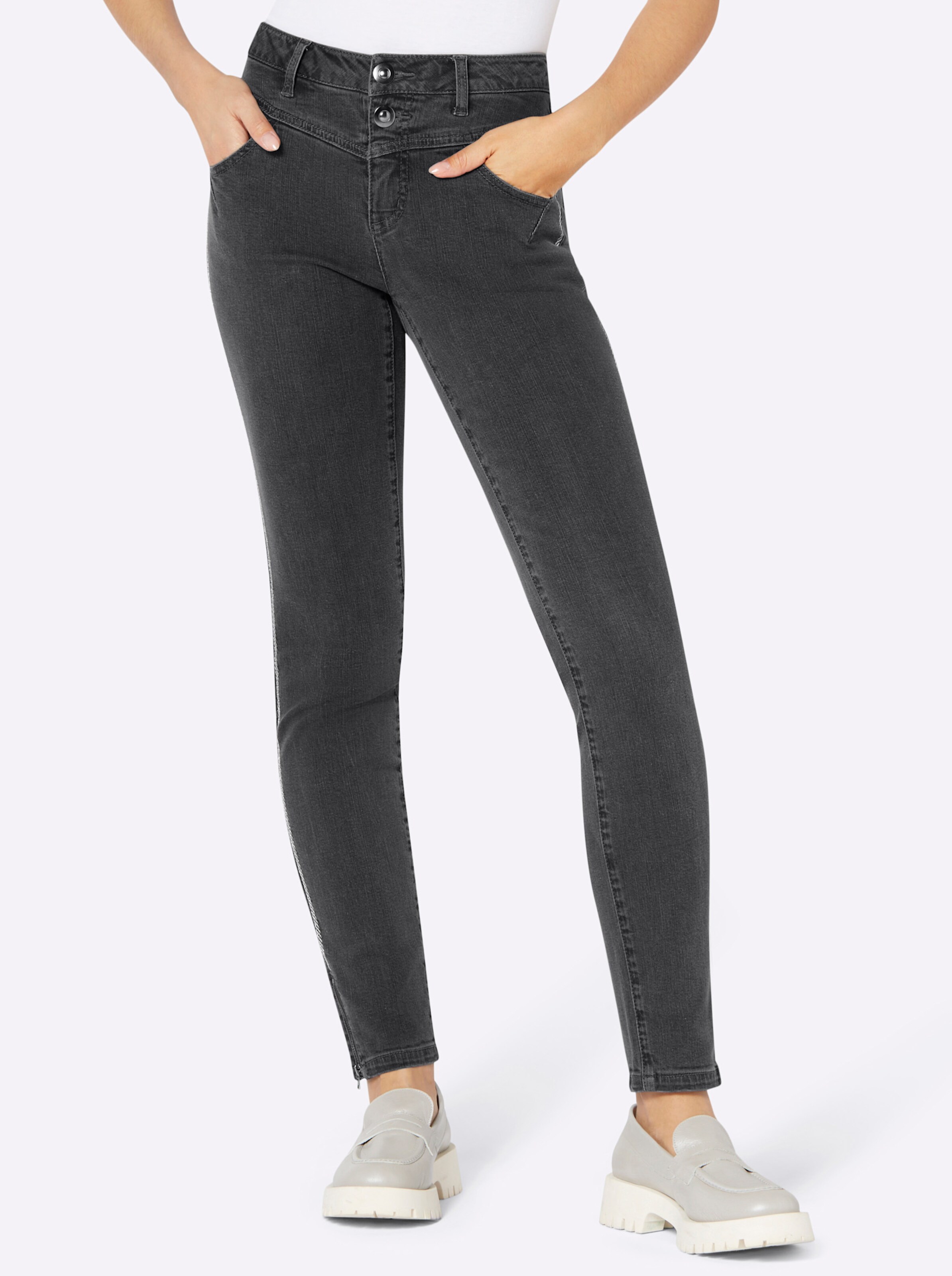 Modal-Baumwoll-Jeans in anthrazit-grey-denim