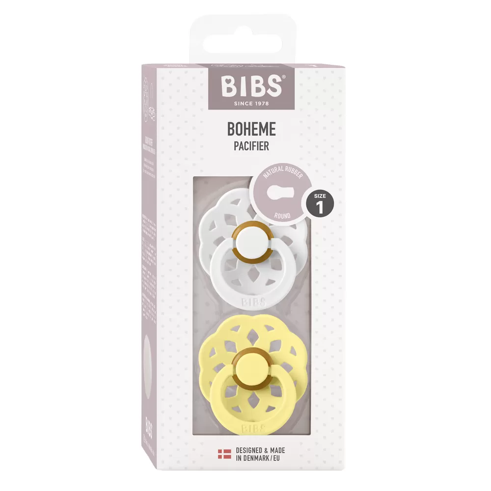 BIBS Boheme Latex White/Sunshine 2 pak - Flere størrelser