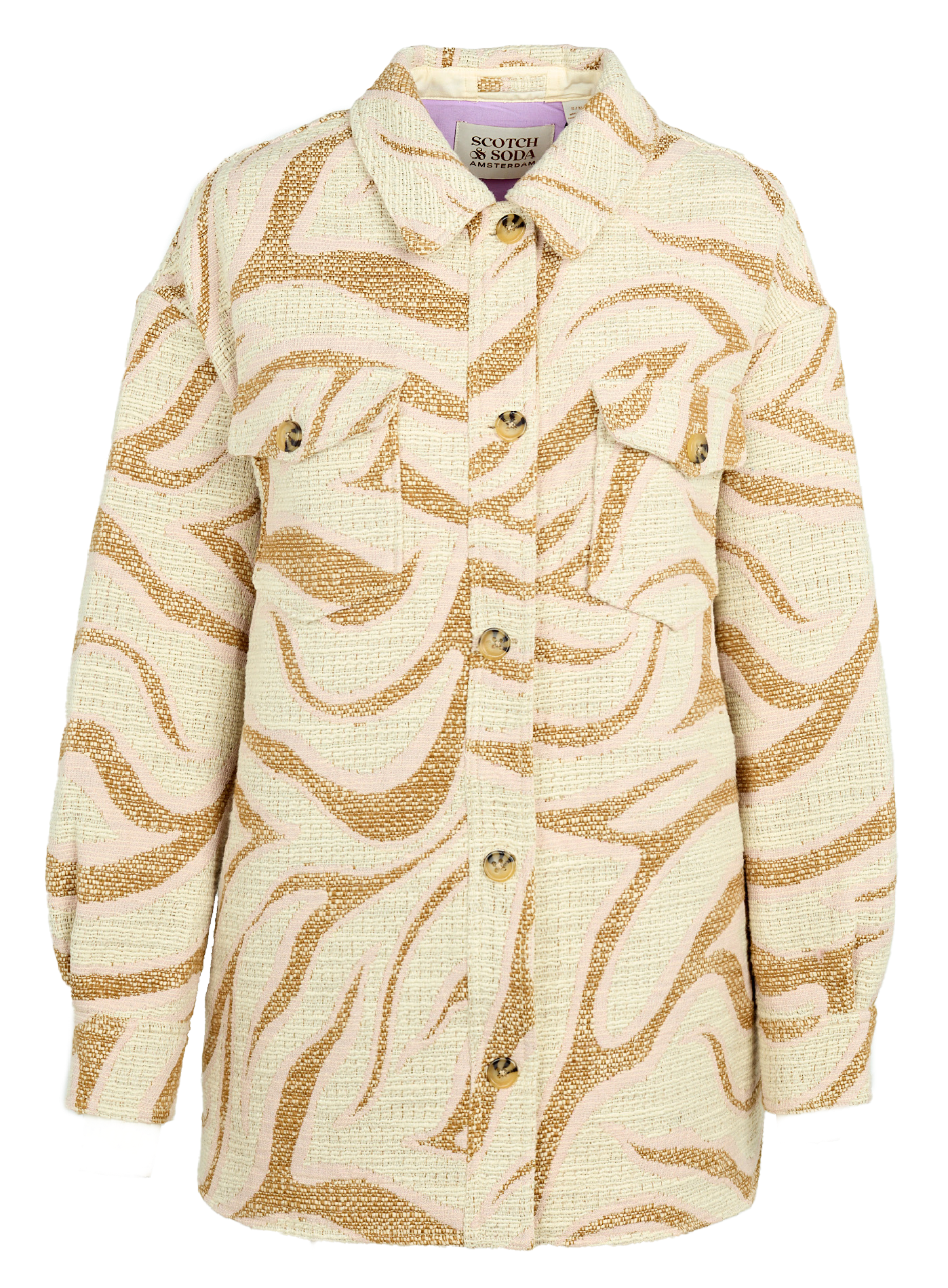Sur-chemise col classique jacquard en coton mélangé | Noir