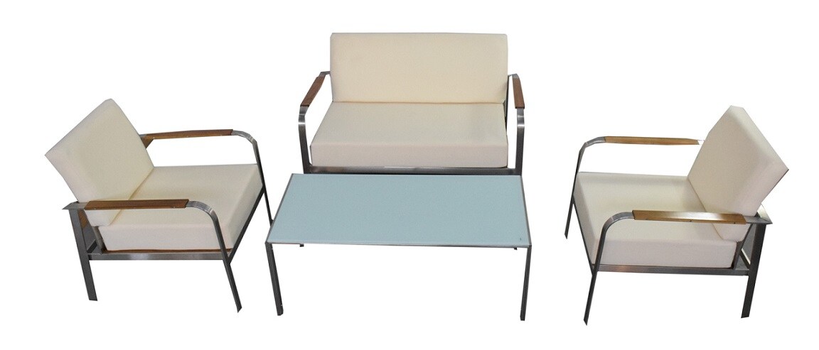 Jet-Line Gartenset Aphrodite, creme Edelstahl Gartenmoebel Gartenset Lounge Jet-Line Essgarnitur Gartenlounge