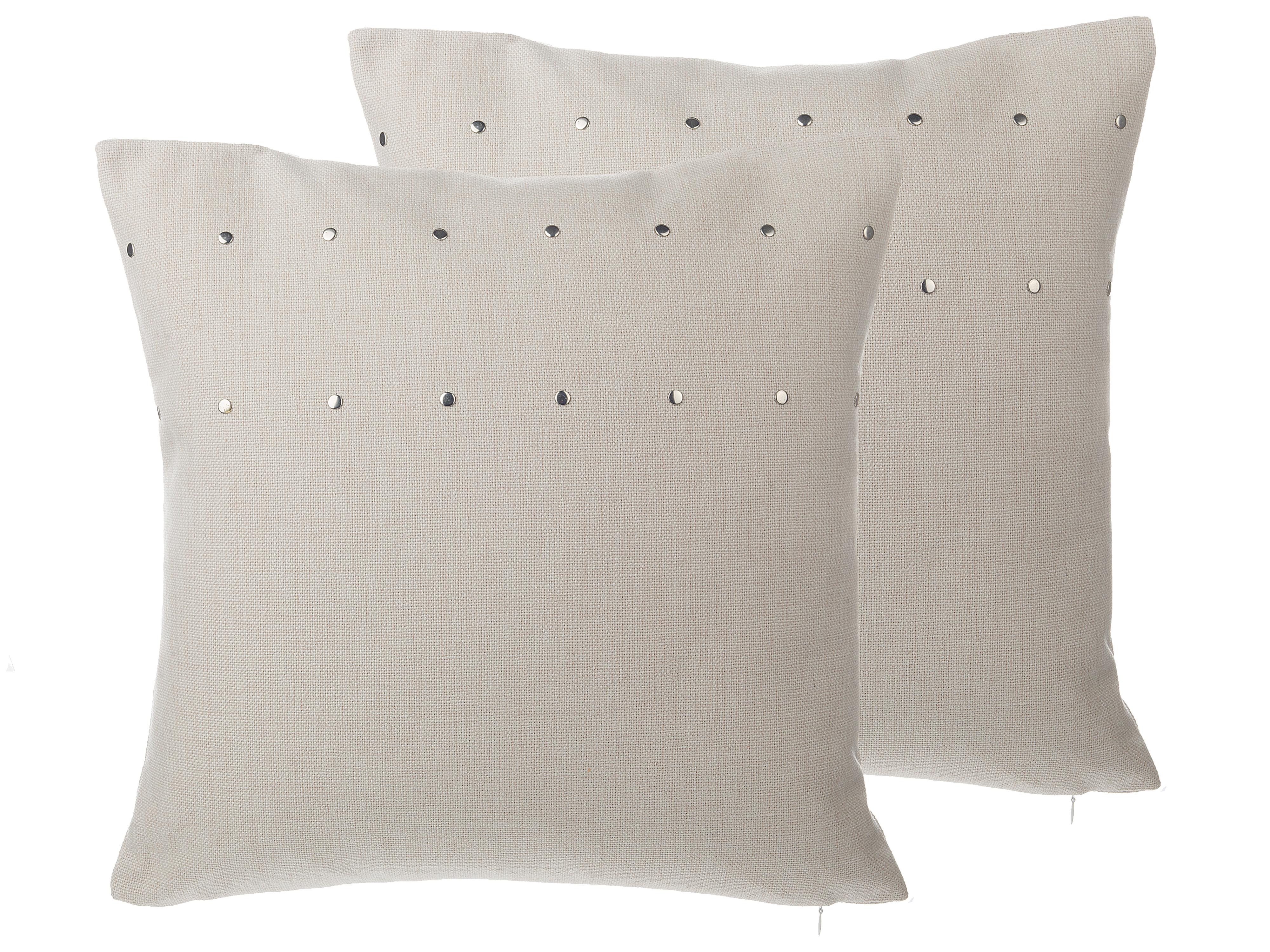 Set van 2 sierkussens GAURA 45 x 45 cm Lichtbeige effen