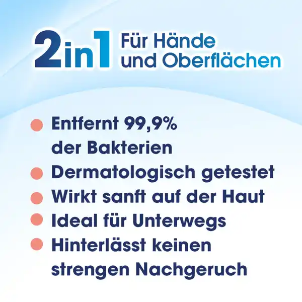 2in1 Desinfektions-Tücher Reisegröße