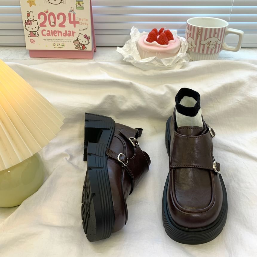 DURAC - Loafers met imitatieleren plateauzool en gespband
