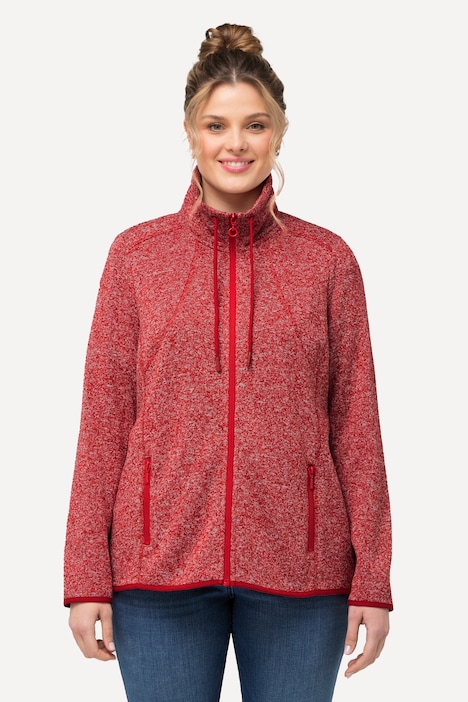 Strickfleece-Jacke, Rauten, Stehkragen, Zipptaschen