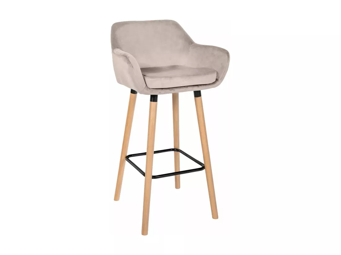 Tabouret de bar - Velours - Crème - Grant