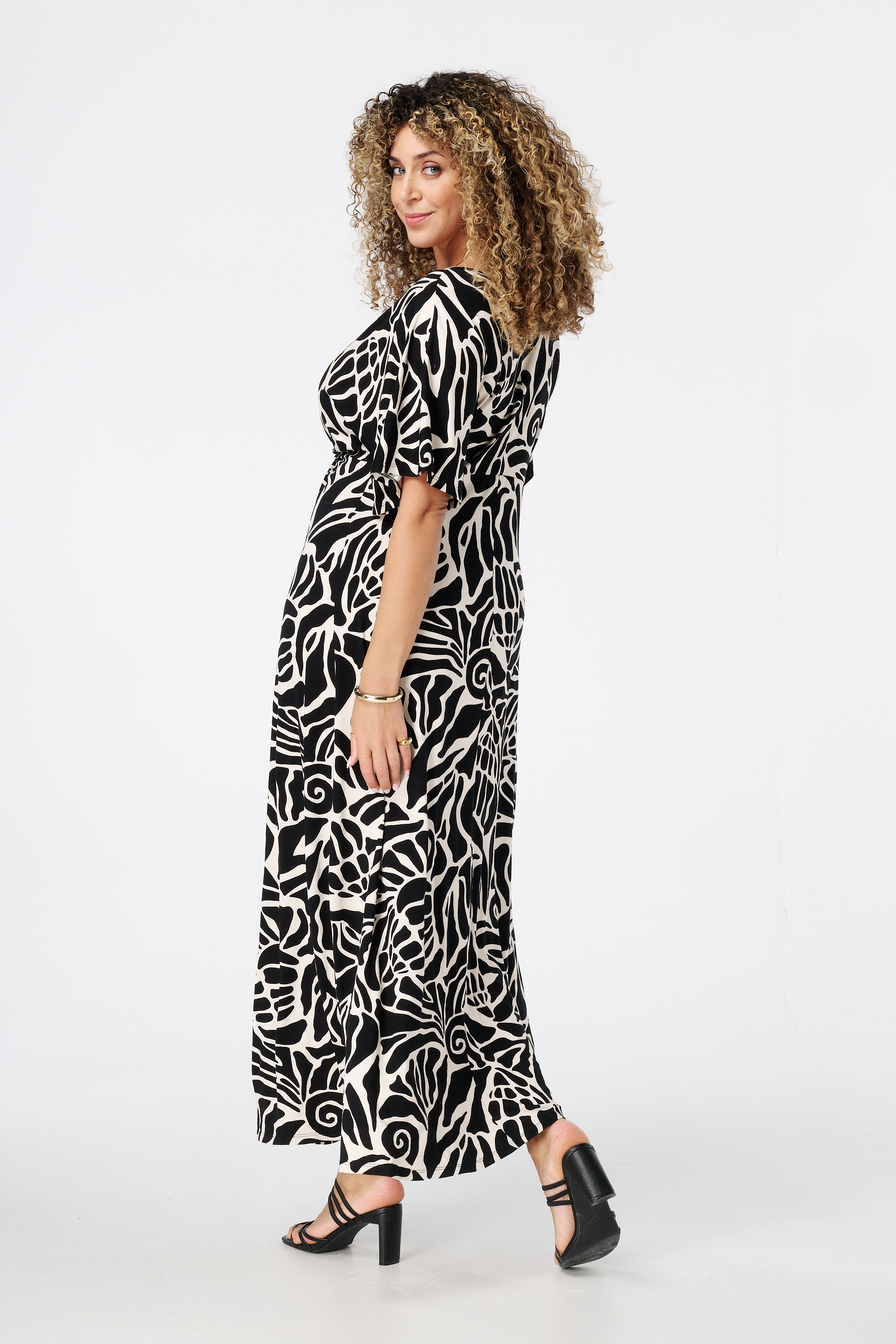 Jurk met print Multi zwart-wit