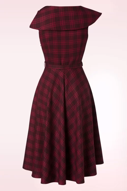 Vixen Wide Collar Plaid swing jurk in rood