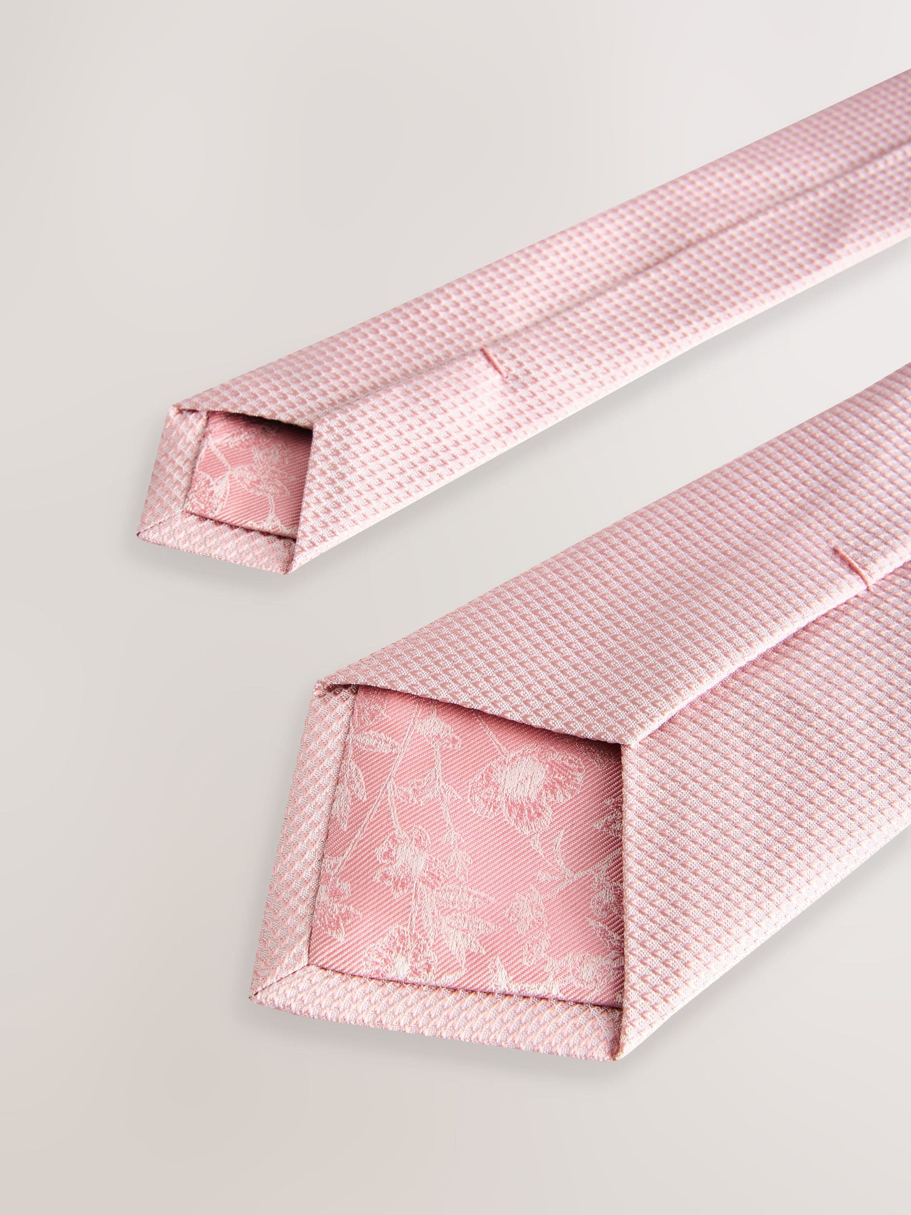 Roze - Set met textuurrijke stropdas en pochet