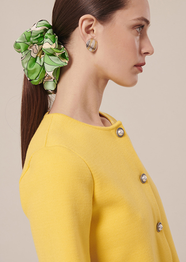 Gilet Glitterjaune en maille compacte