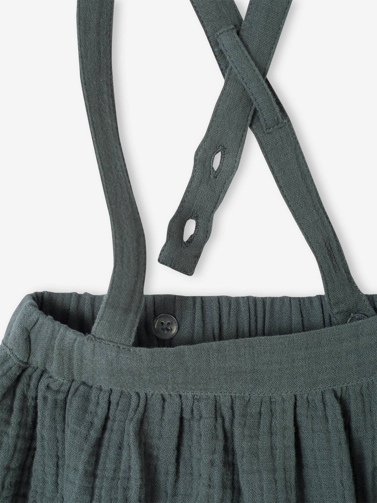 Conjunto de 3 peças: camiseta + faixa de cabelo + saia com suspensórios para recém-nascido (verde)