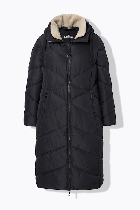 Steppmantel, abknöpfbare Kapuze, Stehkragen, 2-Wege-Zipper