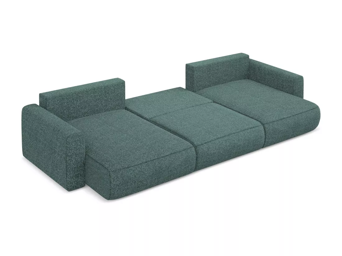 Canapé d'angle panoramique convertible en tissu texturé - jeans - KAPUA