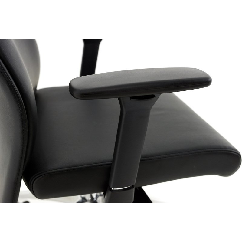 Fauteuil de bureau ergonomique MODO cuir naturel, accoudoirs 1D et pied aluminium